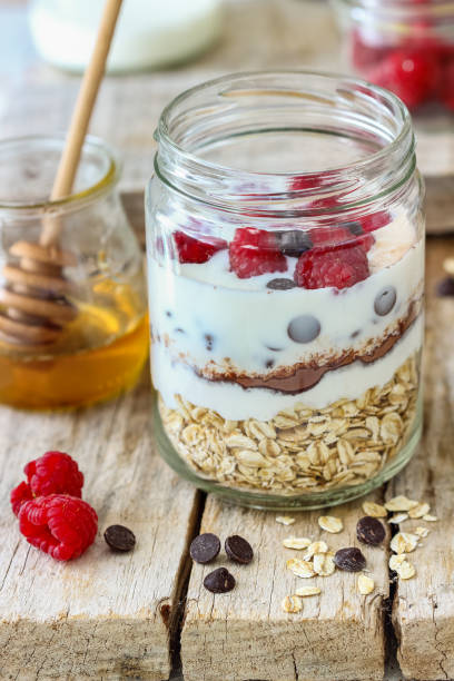 istock Overnight Oats with Raspberries and Chocolate Chips 924499570