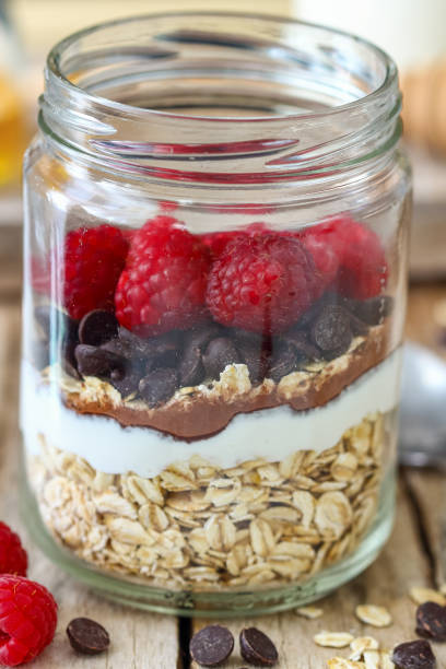 istock Overnight Oats with Raspberries and Chocolate Chips 924499648