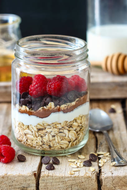 istock Overnight Oats with Raspberries and Chocolate Chips 924499868