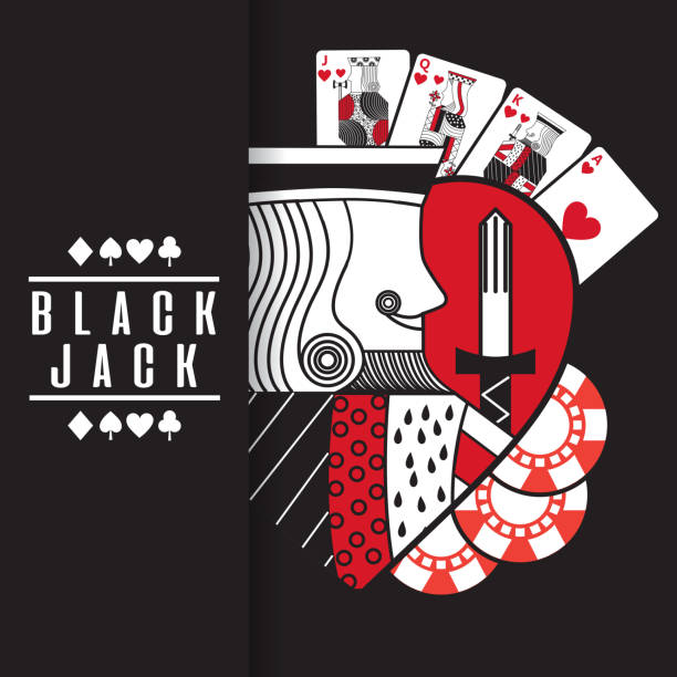 czarny jack serce król karty chip czarny tło - jack of hearts jack cards heart shape stock illustrations