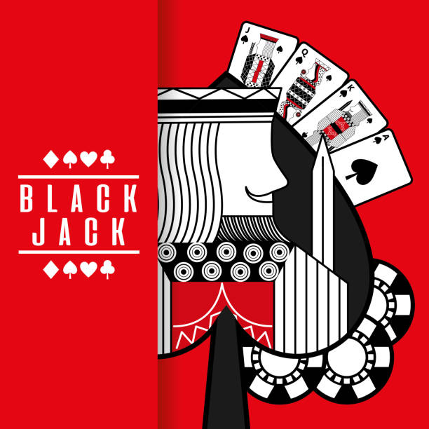 лопата король черный джек карты играть фишки красный фон - cards ace leisure games gambling stock illustrations