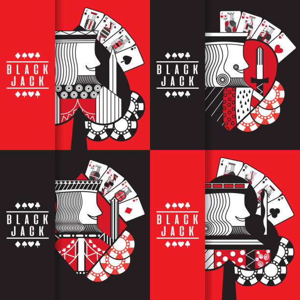 black jack poker kasyno hazardu król chip kolekcja - jack of hearts jack cards heart shape stock illustrations