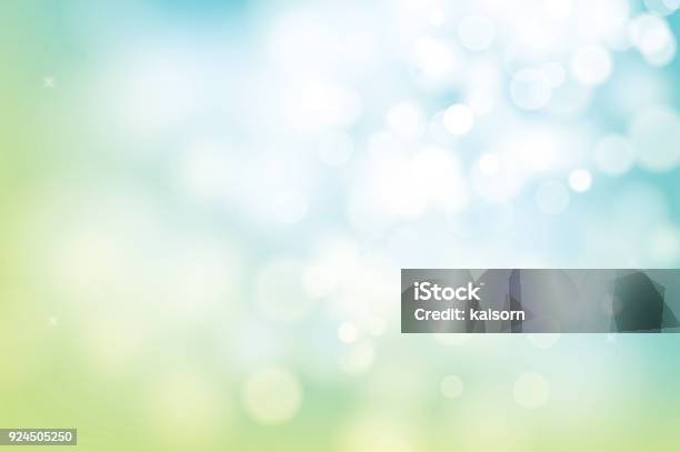 Hello Spring Green Bokeh Blur Abstract Background Stock Illustration - Download Image Now - Backgrounds, Springtime, Green Color