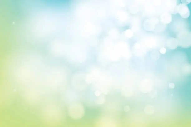 Vector illustration of hello spring green bokeh blur abstract background.