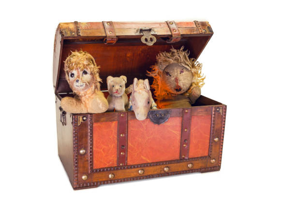 Old Chest with Vintage Stuffed Animals.