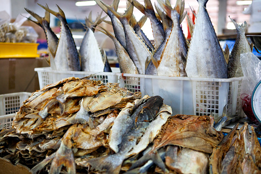 Fresh fish on a display at a fish market in Catania, Sicily.
