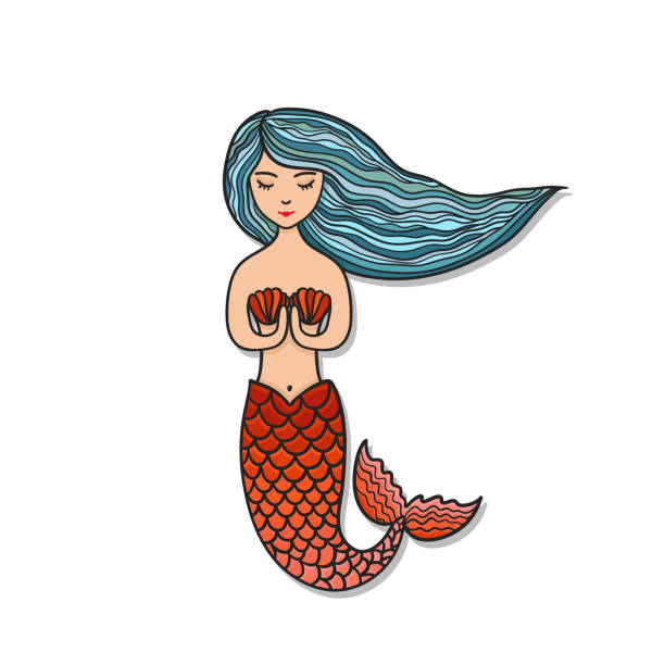 Hand Drawn Cute Little Mermaid Stock Illustration - Download Image Now -  Animal Shell, Baby - Human Age, Baby Girls - iStock