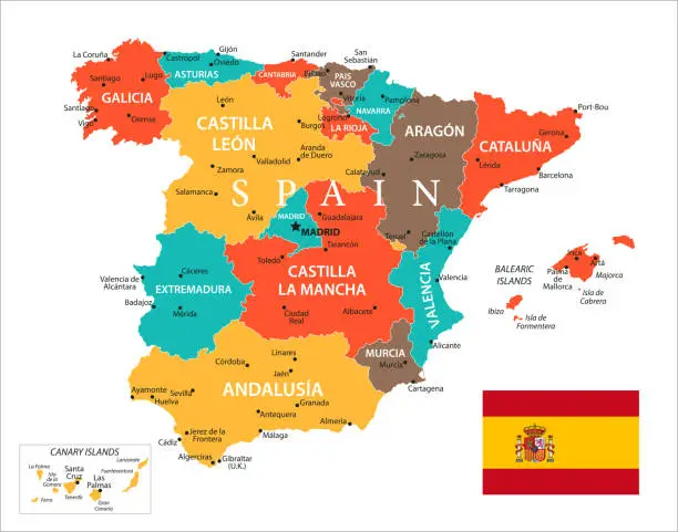 Vector illustration of Map of Spain - Vector