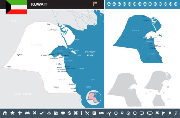 Kuwait Infographic Map Detailed Vector Stock Kuwait Infographic Map Detailed Vector 