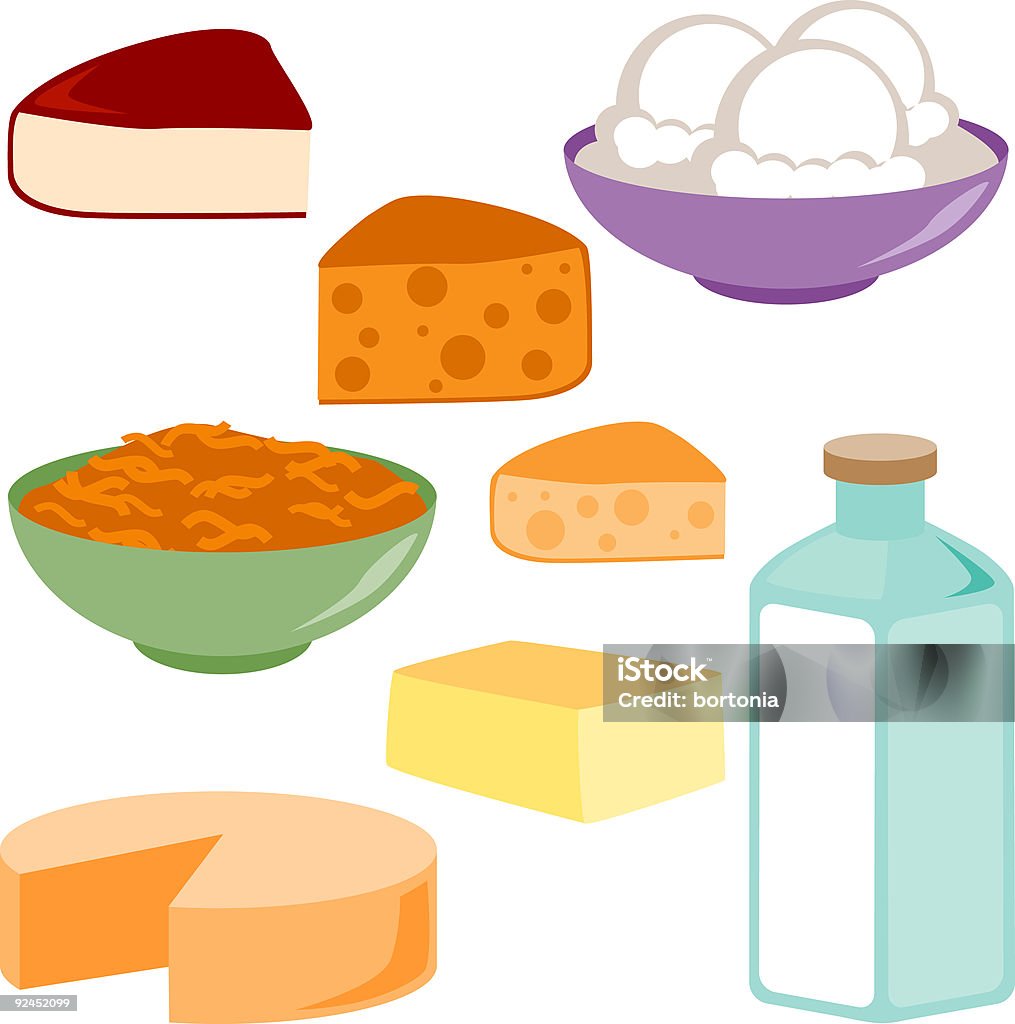 Молочные продукты значки - Стоковые иллюстрации Иконка роялти-фри