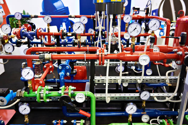 istock Piping with manometers for industry 924521262