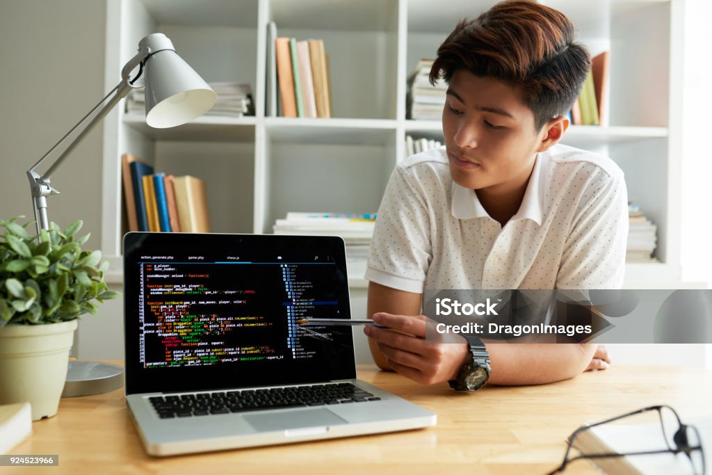 Explaining Programming Code Stock Photo - Download Image Now - Coding ...