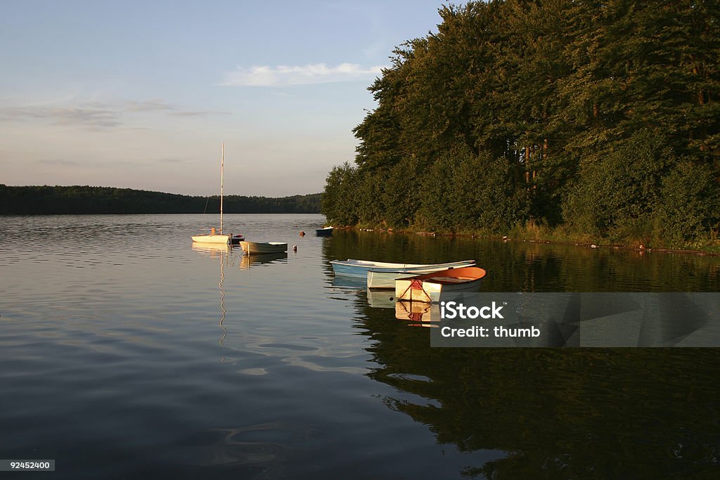 bay Boote bei Sonnenuntergang - Lizenzfrei Abenddämmerung Stock-Foto
