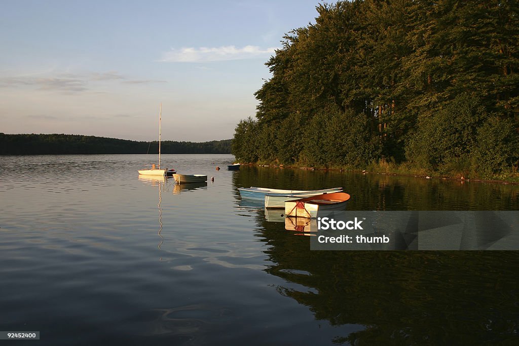 Bateaux au coucher du soleil sur la baie - Photo de Arbre libre de droits