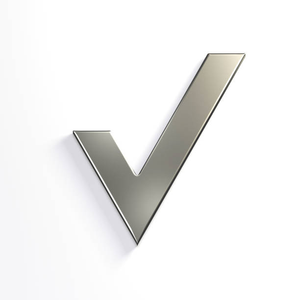Silver Check Mark. 3D Render Illustration Silver Check Mark. Concept of Approval and Being right check mark metal three dimensional shape symbol stock pictures, royalty-free photos & images