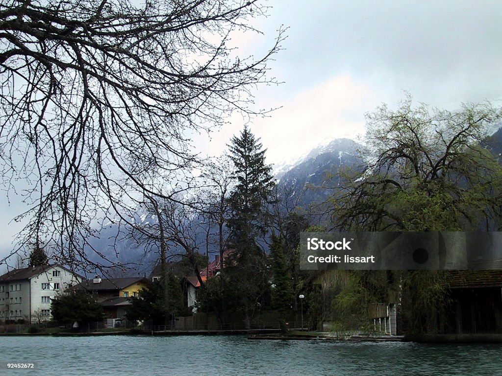 Canal em Interlaken Suíça - Royalty-free Anoitecer Foto de stock