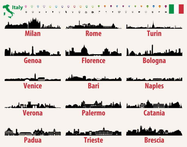 stockillustraties, clipart, cartoons en iconen met italië vector steden skylines - padua