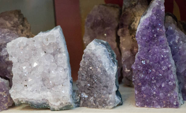 istock Raw violet amethyst rock with crystal ametist 924532596