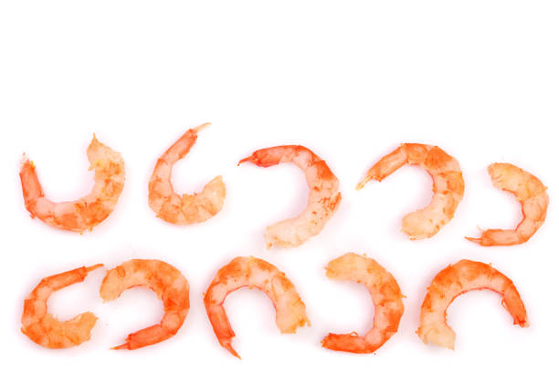 istock Red cooked prawn or shrimp isolated on white background with copy space for your text. Top view. Flat lay 924533538