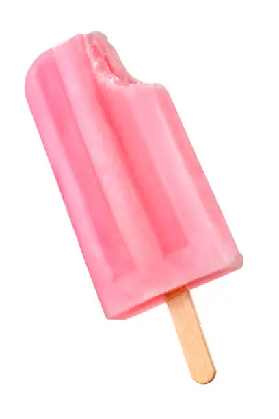 Pink popsicle isolated on white background with clipping path