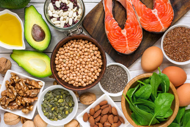 Food rich in omega 3 fatty acid and healthy fats. Healthy diet eating concept Food rich in omega 3 fatty acid and healthy fats. Healthy diet eating concept. top view omega 3 stock pictures, royalty-free photos & images