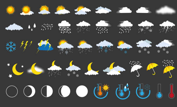 illustrations, cliparts, dessins animés et icônes de icônes météo - brume de chaleur