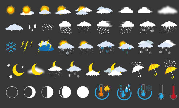 Weather icons Weather icons moon clipart stock illustrations