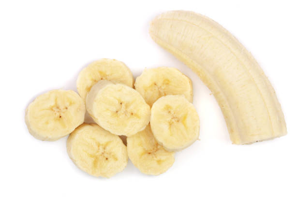 istock banana sliced isolated on white background. Top view. Flat lay 924544602