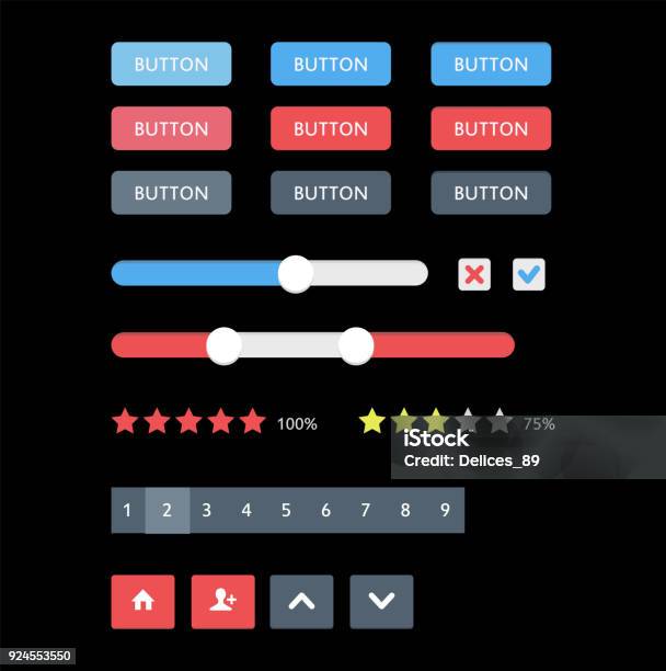 Web Ui Elements Buttons Switches Bars Power Buttons Sliders Stock ...
