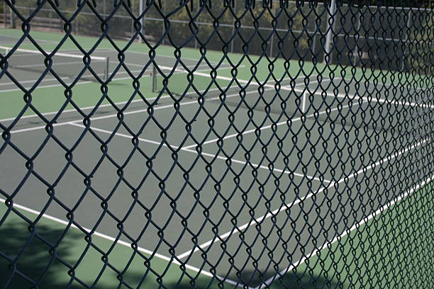 istock Fence with tennis court 92455416