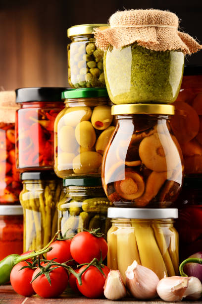 istock Jars with variety of pickled vegetables. 924554272