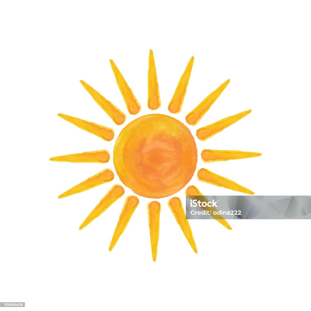 Aquarell Sonne Hallo Sommer - Lizenzfrei Sonne Vektorgrafik