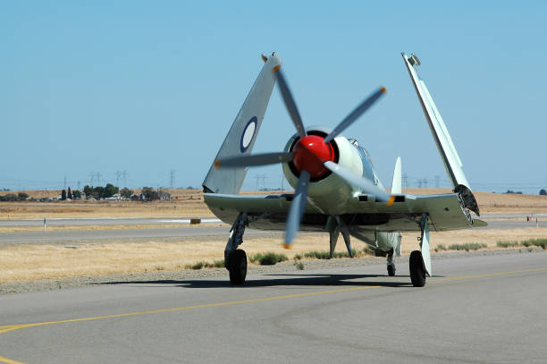 istock WWII fighter bomber Hawker Sea Fury with wings folded up 92455804