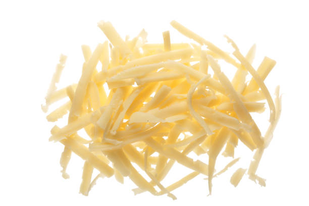 istock grated cheese isolated on white background. Top view 924558878