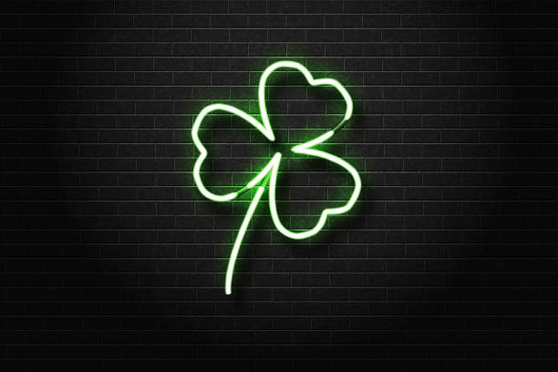 wektor realistyczny izolowany neon liści koniczyny do dekoracji i pokrycia na tle ściany. koncepcja happy st. patricks day. - st patricks day irish culture pub clover stock illustrations