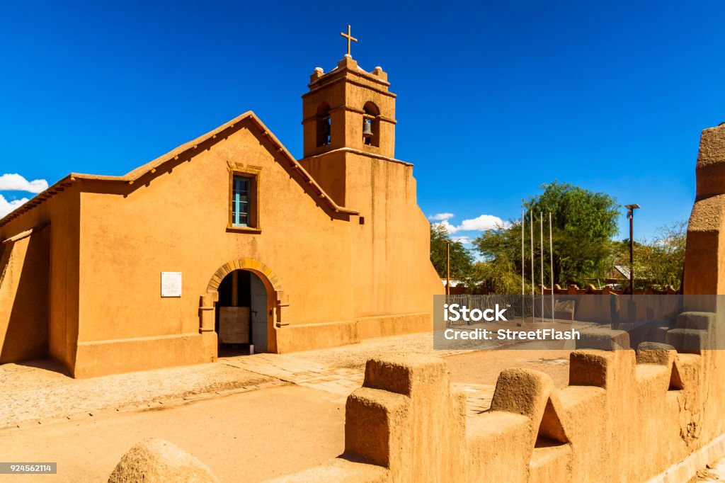 Church in San Pedoro de Atacama in Chile View on church in San Pedoro de Atacama in Chile Atacama Desert Stock Photo