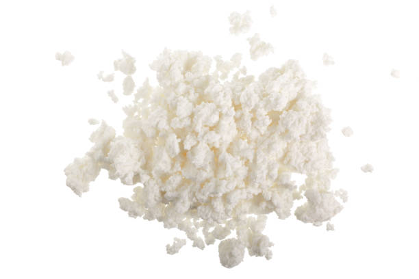 istock Cottage cheese isolated on white background. Top view. Flat lay 924562276
