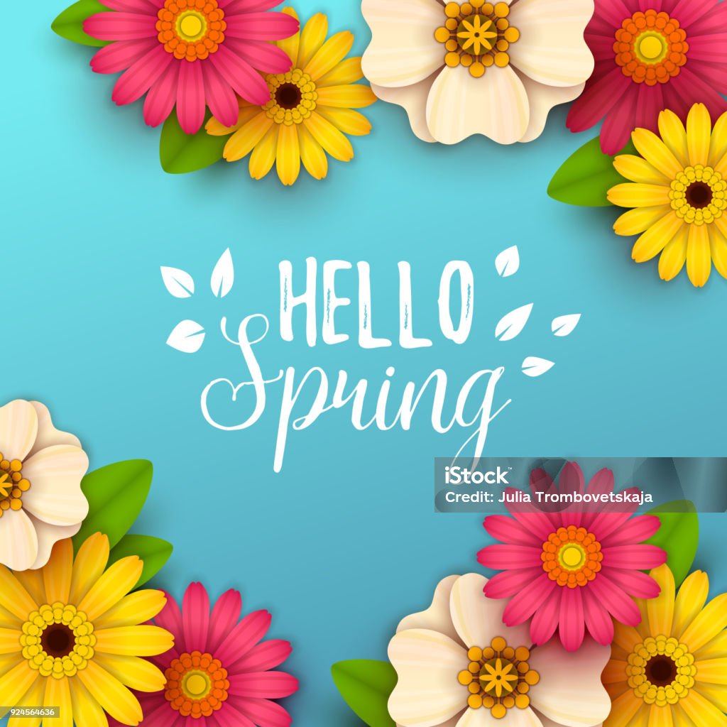 Colorful Spring Background With Beautiful Flowers Stock ...