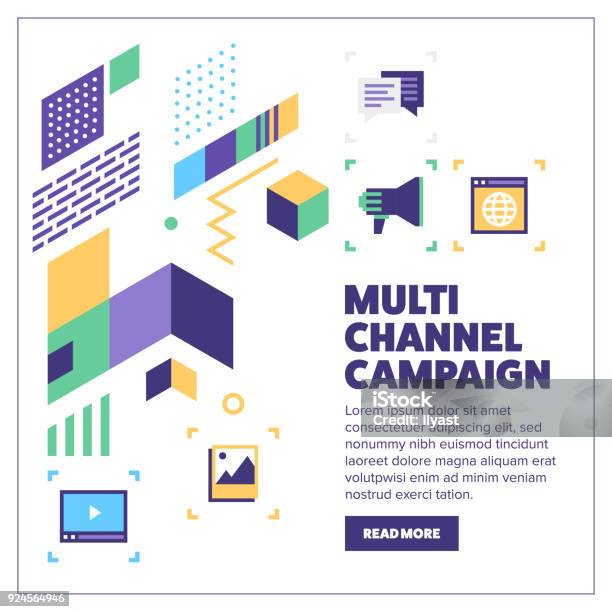 Multi Channel Campaign Banner Stock Illustration - Download Image Now - The Media, Variation, Marketing