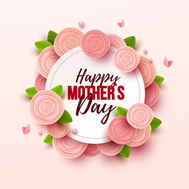 Vector illustration of Happy Mothers Day background with flowers