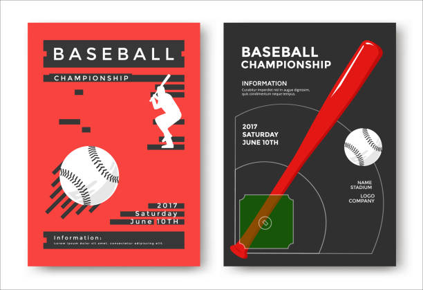 ilustraciones, imágenes clip art, dibujos animados e iconos de stock de poster juego béisbol - baseball background