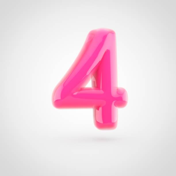 istock Pink number 4 filled with soft light isolated on white background. 924569326