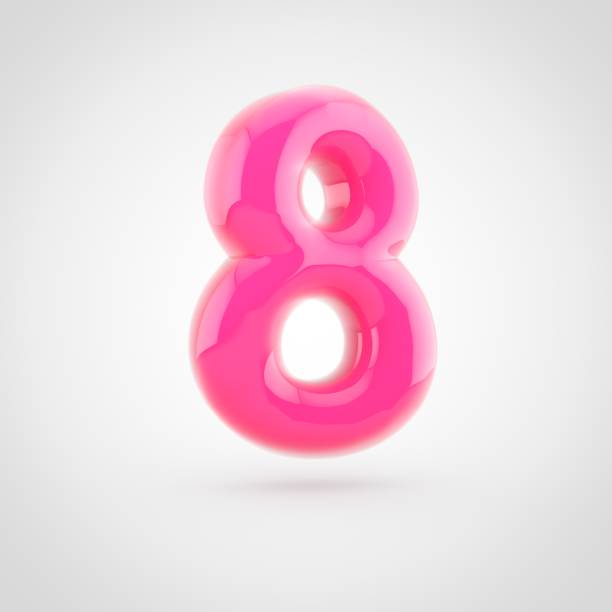 istock Pink number 8 filled with soft light isolated on white background. 924569376