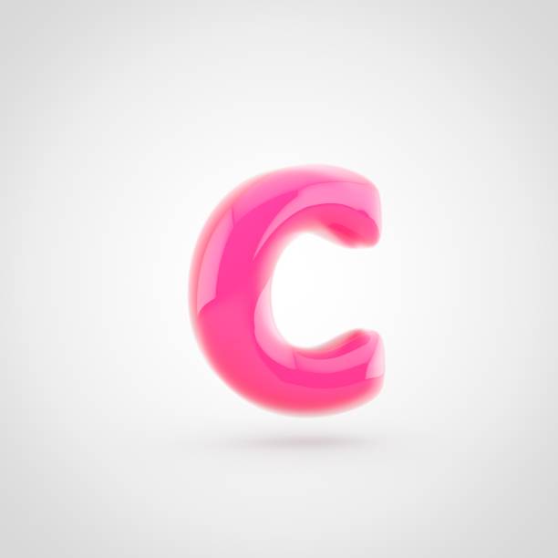 istock Pink letter C lowercase filled with soft light isolated on white background. 924569498