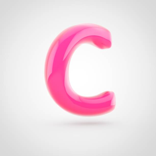 istock Pink letter C uppercase filled with soft light isolated on white background. 924569500