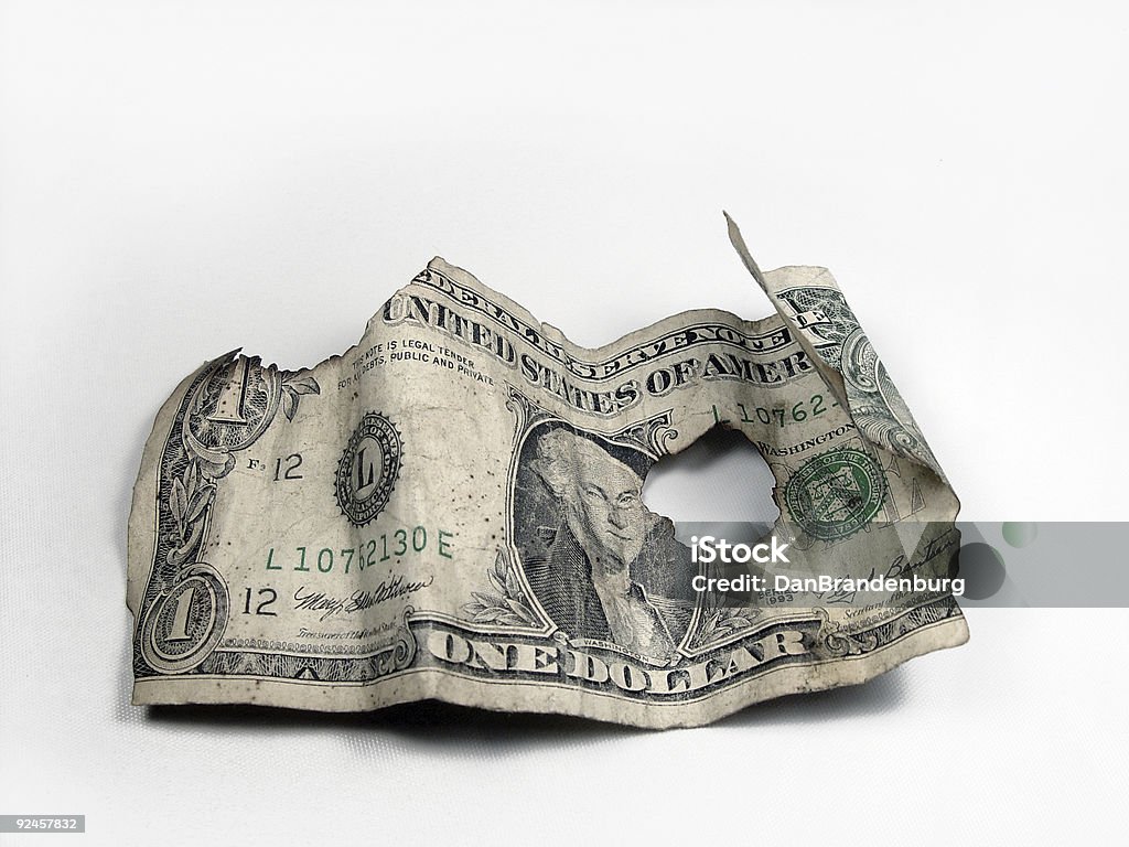 Billet d'1 Dollar canadien, brûlées - Photo de Billet de dollars américains libre de droits