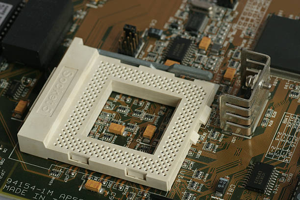 slot do cpu - circuit board connection block computer mother board - fotografias e filmes do acervo