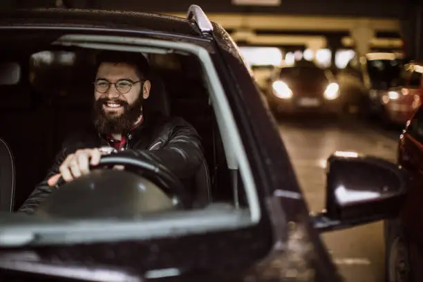 Young man in the car