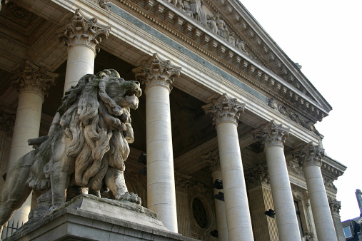 Left lion at the Brussels Stock Exchange