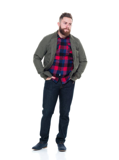 istock Man in bomber jacket and plaid shirt 924603540